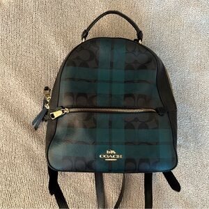 💚Coach Green Plaid Leather Backpack💚